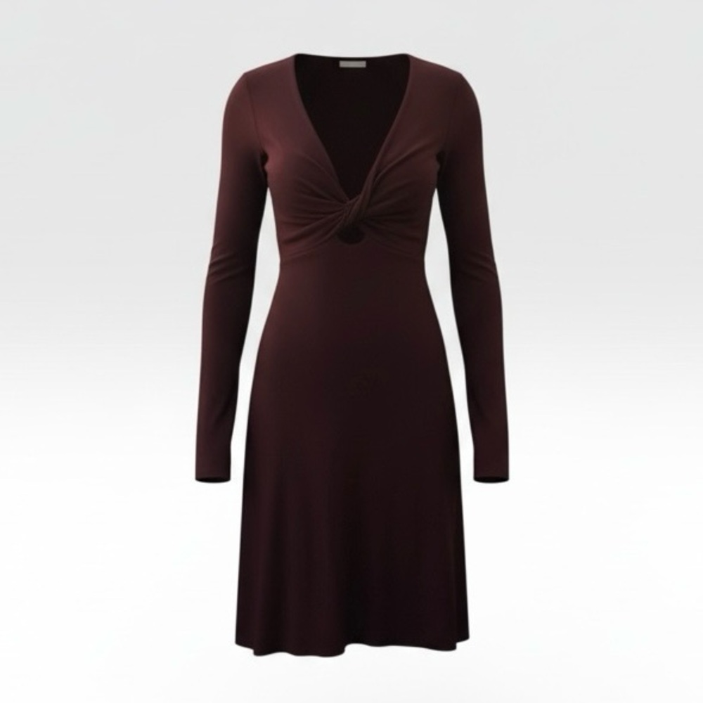 Aritzia Wilfred Free Burgundy Twist Front Long Sleeve Dress XXS